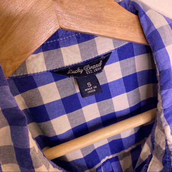 Lucky Brand Blue White Plaid Pull Over Tunic Small - Picture 4 of 12